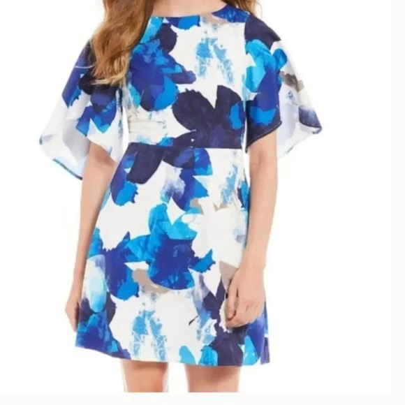 Belle Badgley Mischka Abstract Print Knee Length Dress Size 2 - Picture 1 of 13